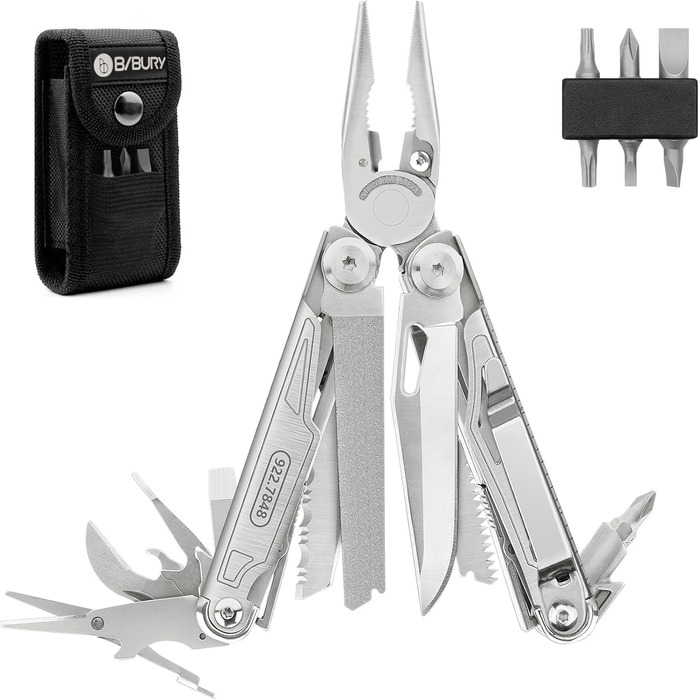 BIBURY Multifunctional Pliers with Bottle Opener, Foldable Multitools for Men, Portable Multifunction Tools with Lockable Blades, Multi Tool ideal for Outdoor, Camping, Hiking, Repairing...