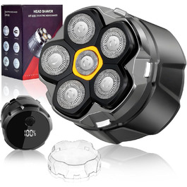 Електричний гостростример для голови чоловічий з LED-дисплеєм, водонепроникний, 6D гнучкий, з плаваючою головкою, для сухого та вологого гоління