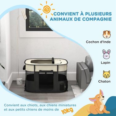 PawHut: Фрейлауф для собак з Оксфордської тканини, 94x74x60 см, кремово-білий та чорний