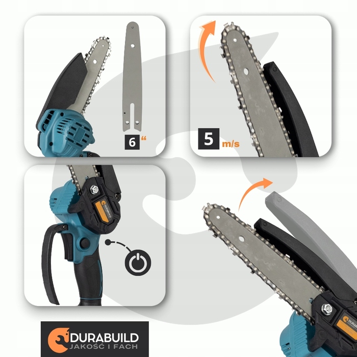 Акумуляторна ланцюгова пила Durabuild 500 Вт 21 В 6