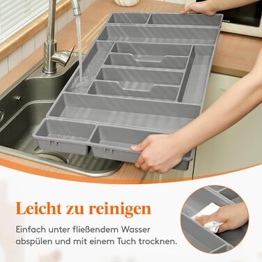 Органайзер для столових приборів Lifewit, 51.6x42 см, на 60 приборів, знімний тримач для кухонного начиння, пластиковий лоток для ложок, ножів, виделок (81.6 x 42 x 5 см)