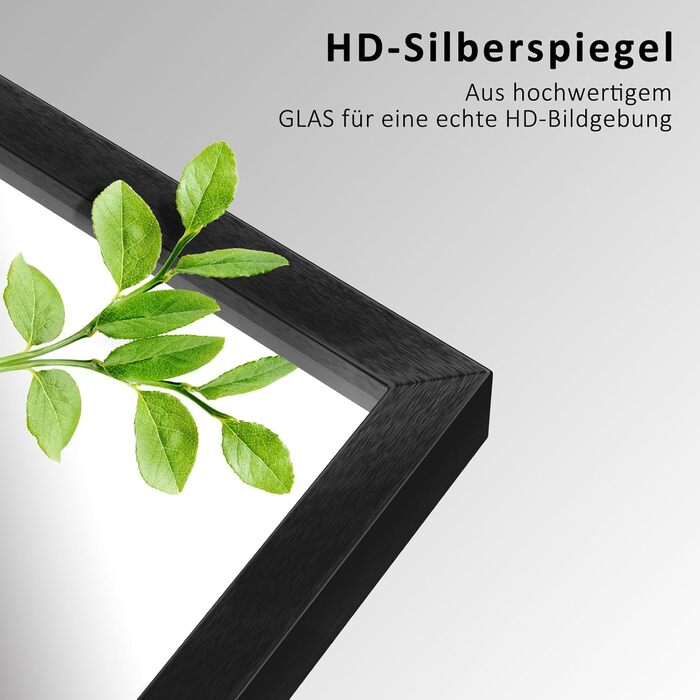 Дзеркало настінне прямокутне з заокругленими кутами, 40x60 см, чорне, з нержавіючої сталі, для ванної кімнати та вітальні