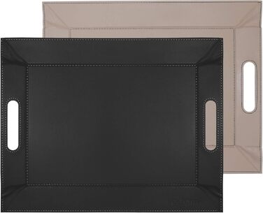 FREEFORM DUO - 2-in-1 reversible tray & placemat, black/taupe, faux leather, dimensions: 45 x 35 cm