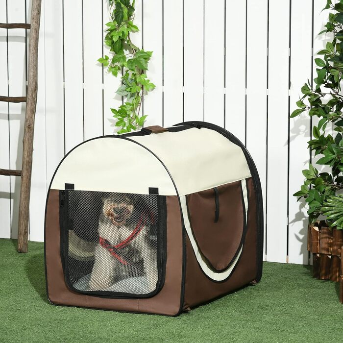 PawHut Транспортна переноска для собак та котів, рюкзак для тварин, водонепроникна сумка-переноска з подушкою, 70 x 51 x 59 см, Колір: Кофе