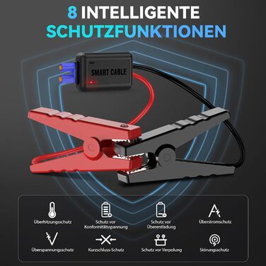 Портативний зарядний пристрій Starthilfe Powerbank 6000A для авто: запуск двигуна, LED-ліхтарик, великий екран, чорний M01