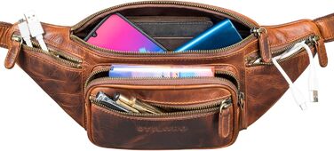 STILORD Велика шкіряна поясна сумка Cognac - Вантажна сумка на пояс для чоловіків, жінок та дітей - Ретро сумка на стегно для бігу, фестивалів, подорожей Caspar (Sesto - Cognac)