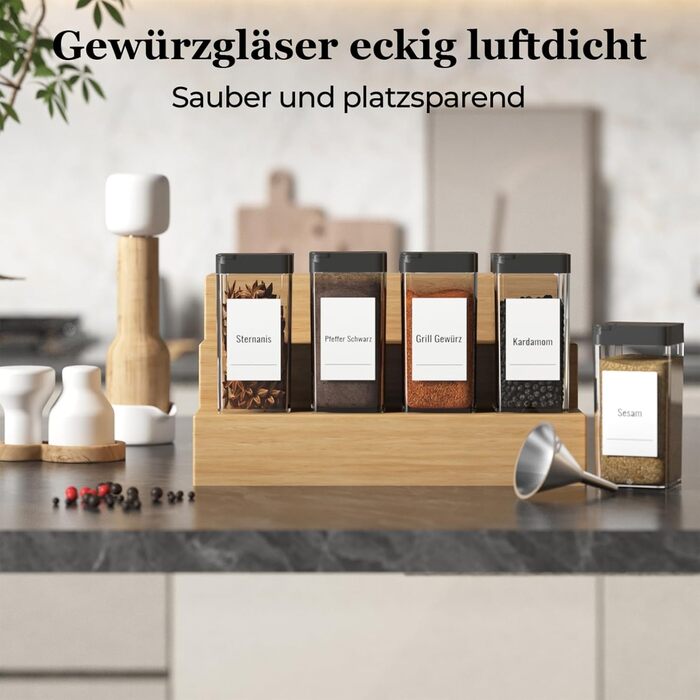 Набір баночок для спецій кутовий 12 шт. по 120 мл з кришкою, чорний