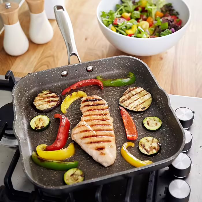 Stellar Rocktanium SP56 - Grill Pan with robust QuanTanium non-stick coating - dishwasher & oven-safe - induction-compatible - 10-year non-stick warranty - 26 cm