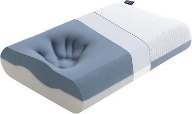 BedStory Pillow, Gel Memory Foam Pillow, Orthopedic Pillow, Visco Pillow, Neck Support Pillow with 2 Firmness Levels, Ergonomic Pillow with Washable Cover, 40x60x11cm, blue 40x60x11cm Blue