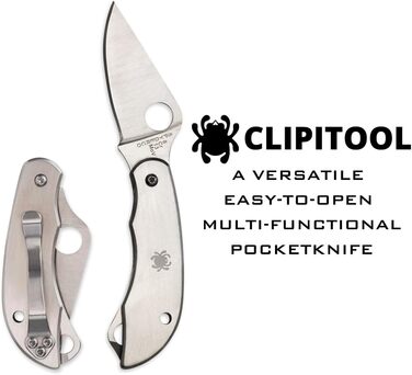 Ніж складаний Spyderco ClipiTool з ножицями, нержавіюча сталь, металевий корпус