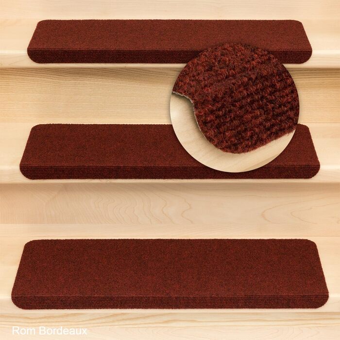Ramon Rectangular Step Mats by Kettelservice-Metzker - Burgundy Color, No Plastic Corners