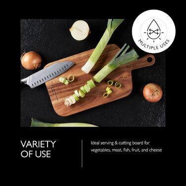 Cole & Mason H722131 Barkway Acacia Wood Cutting Board, Small, Serving Board/Wooden Board/Board with Handle, Not Dishwasher Safe