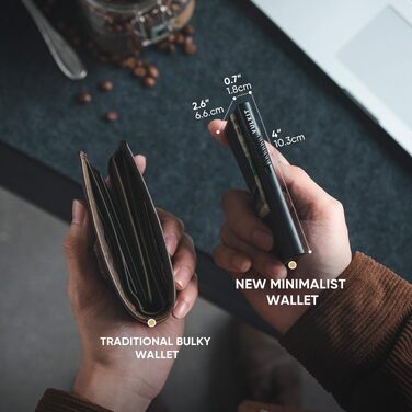 Мінімалістичний картхолдер VULKIT для чоловіків та жінок з RFID-захистом та грошовою затискачкою, чорний