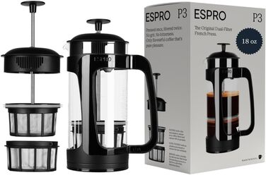 Френч-прес ESPRO P5 532 мл з подвійною мікрофільтрацією, нержавіюча сталь, для кави та чаю, без осаду та гіркоти