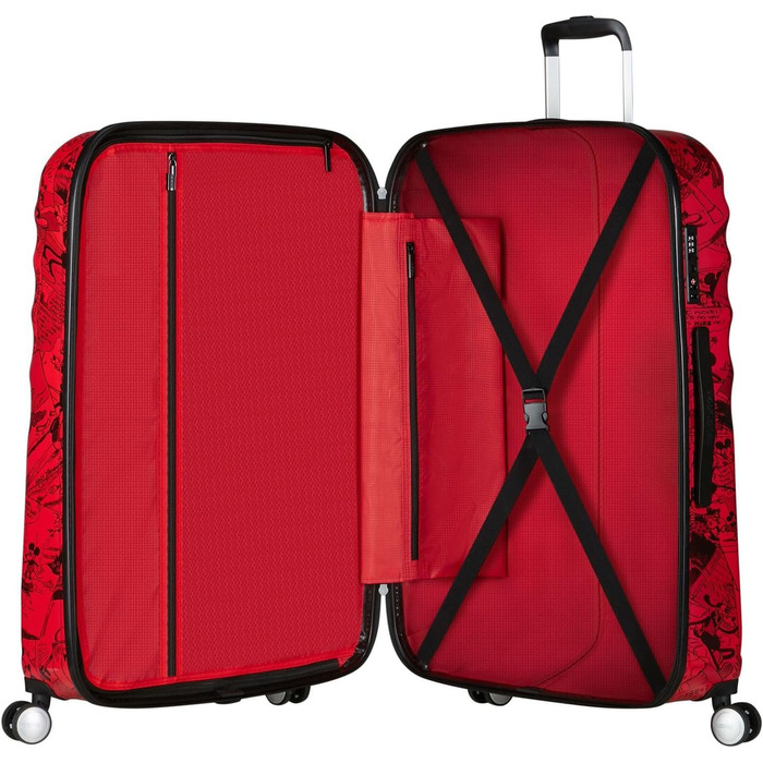 Чемодан American Tourister Wavebreaker Disney FL Spinner L, 77 см, 96 л, червоний (Mickey Comics)