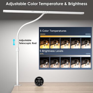 LED лампа настільна EYOCEAN 24W, 80см, з жестами, диммування, захист очей, для офісу, читання, архітекторів, дизайнерів
