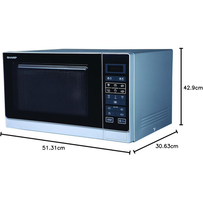 Мікрохвильова піч Sharp R342WW Solo 25 л, 900 Вт, білий колір, з LED-дисплеєм та 8 автоматичними програмами