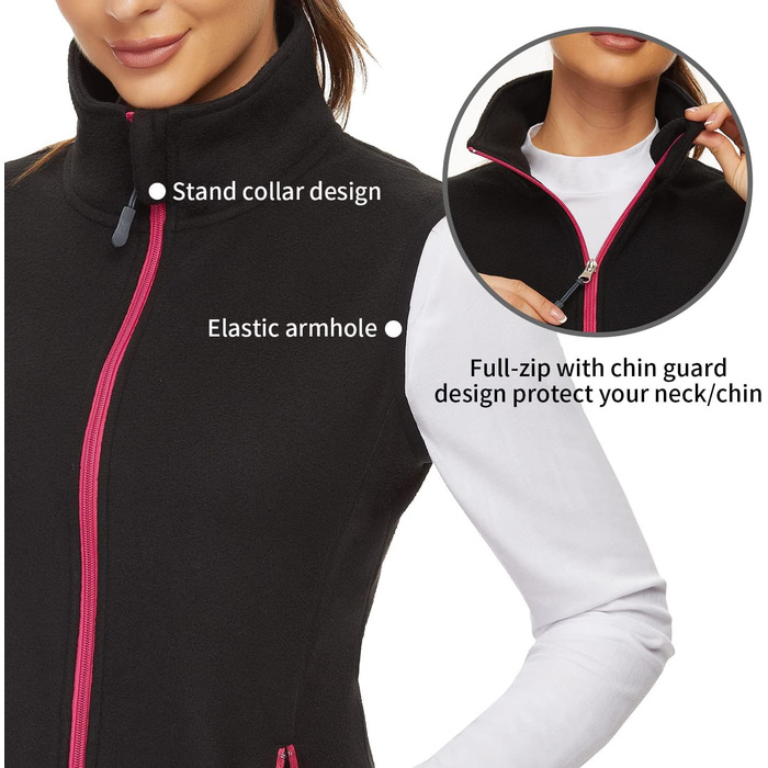 Жіноча флісова жилетка Soneven для активного відпочинку: біг, походи, їзда верхи. Легка, тепла, вітрозахисна, з блискавкою. Чорний колір, розмір M.