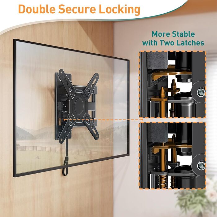 Тримач для телевізора в кемпер ELIVED поворотний, для екранів 33-109 см (13-43 дюйми), з фіксацією, настінний