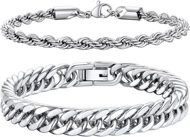 Набір браслетів для чоловіків Richsteel з нержавіючої сталі, 2 шт/3 шт, чорний/сталь/золотий, 9/8/4 мм, довжина 19/21/23 см, для подарунка