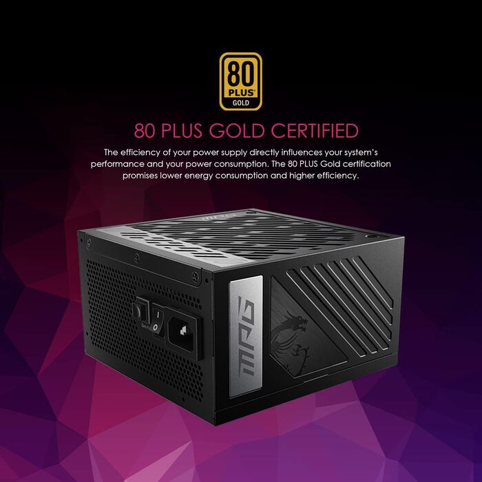 Блок живлення MSI MPG A1000G PCIE5 1000W, 80 Plus Gold, ATX 3.0, PCIe 5.0, повністю модульний