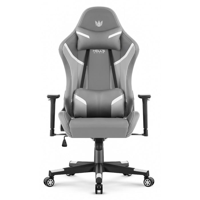 Ігрове крісло HELL'S CHAIR HC-2002 Grey-White, штучна шкіра, сіре