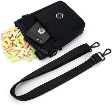 Сумка для ласощів для собак COOWONE Leckerlibeutel, з тримачем для пакетів, поясна сумка для прогулянок, тренувань, білих леопардах 2.0 (чорний 2.0)