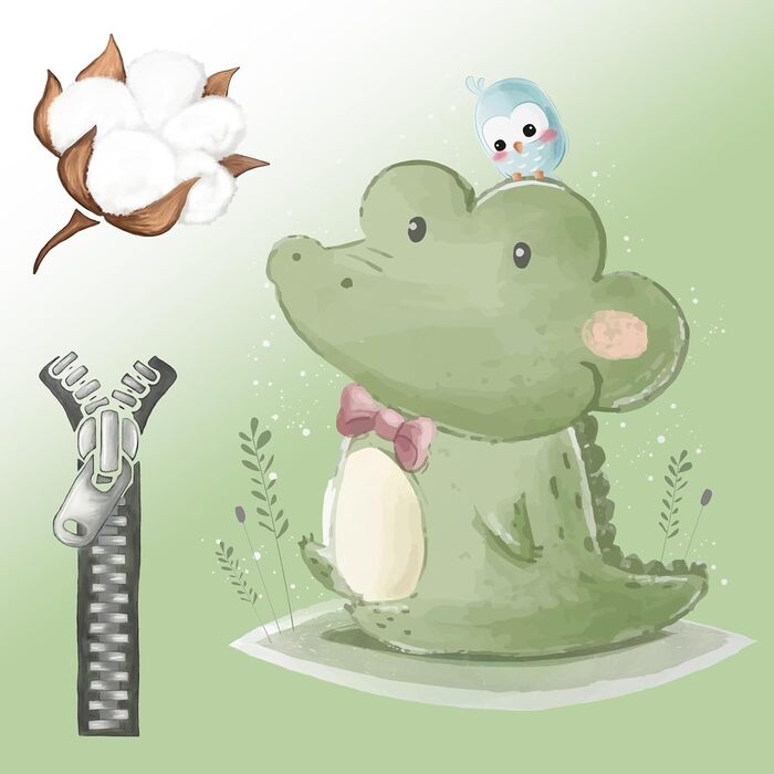 Дитяча постільна білизна CLEAVEN для ліжечка | 100% бавовна, м'яка та дихаюча | Постільна білизна для дітей, для спокійного сну | Двостороння постільна білизна для немовлят (Крокдил 016, 100x135 см)