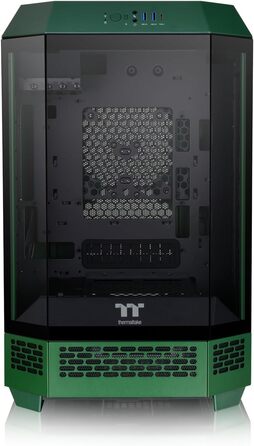 Thermaltake The Tower 300 Racing Green: Корпус ПК Micro-ATX/mini-ITX з вертикальним дизайном та 3 скляними панелями | 2x140mm вентилятори PWM | Підтримка радіатора до 420mm