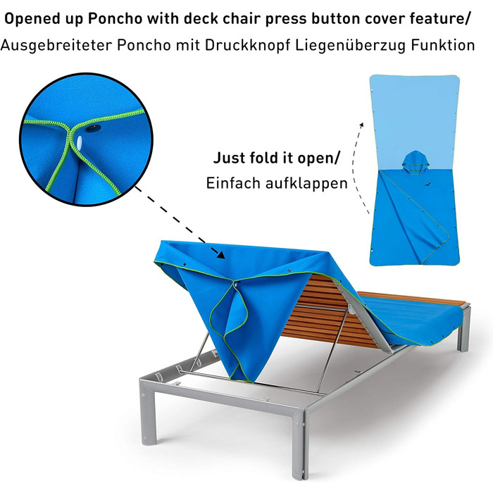 Fit-Flip Strandponcho for Surfers - Poncho Towel Quick-Drying Microfiber - Changing Aid Beach - Surf Ponchos Ultralight - Bathing Poncho for Adults