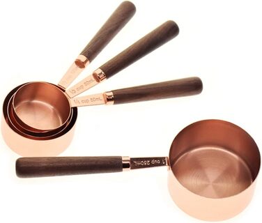 32 x Measuring Cup Set Wooden Handle Stainless Steel Coated Copper Metal Measuring Spoons Baking Kit