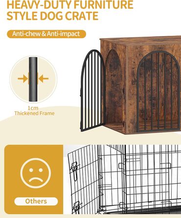 Клітка для собак Hzuaneri, 108 см, 3 двері, сучасний дизайн, для дому, міцна, 108x64x76 см, вінтажний колір, DFC86001B