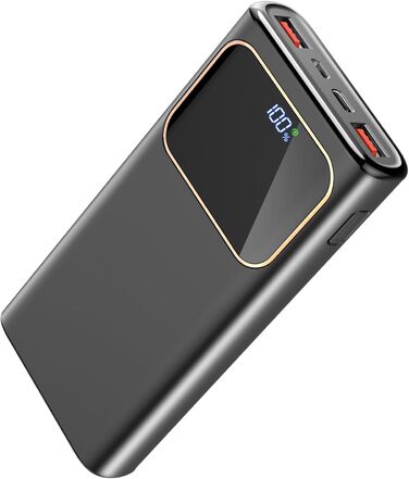 Power Bank 20000mAh з USB-C, PD 3.0, QC 4.0, 22.5W, чорний - для iPhone, Samsung та інших