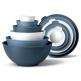 Набір пластикових мисок для змішування COOK WITH COLOR з кришками, 12 предметів (6 мисок та 6 TPR-кришок), підходять для мікрохвильової печі
