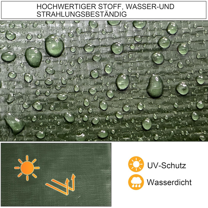 STARPYNG-140g/m² Green 5mx8m Tarp, Cover Sheet, Waterproof, UV Resistant, Weather Resistant, Covering Cars, Boats, Courtyards, Camping, Wood Tarp