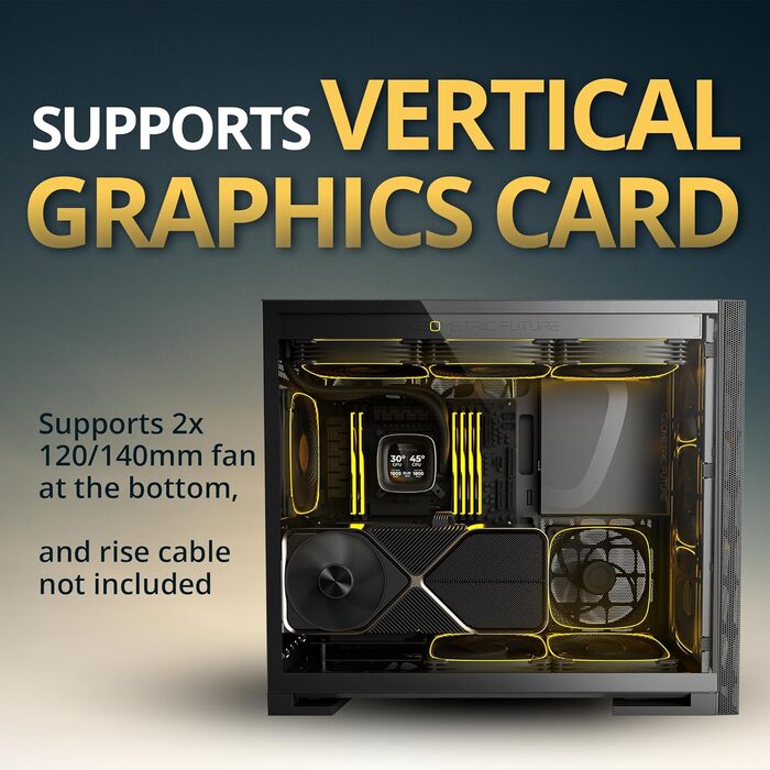 Корпус для ПК Geometric Future M5 Vent Mesh, Mid Tower, E-ATX/ATX, Чорний/Жовтий, Mesh Front Panel, Підтримка 420/360 радіатора