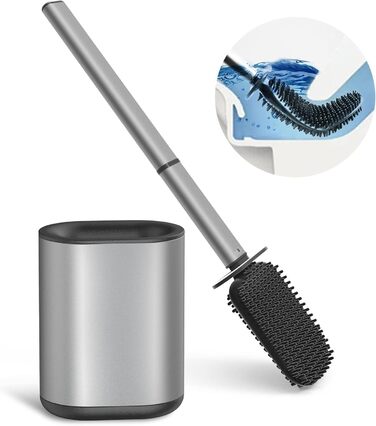 Набір для чищення унітазу HOMEASY з силіконовою щіткою та нержавіючою сталею, з кріпленням на стіну без свердління, сірий