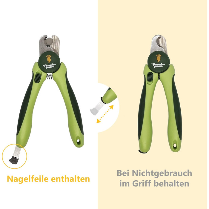 Професійна кусачка для собак з захистом, замком безпеки та пилочкою для нігтів (середня-велика, зелена)