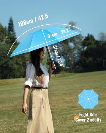 Чакіпі Парасолька велика, штормостійка, компактна для подорожей, автоматична, для жінок та чоловіків – UV-захист, 210T покриття, діаметр 97 см, 8 спиць (Бежевий, 108 см)