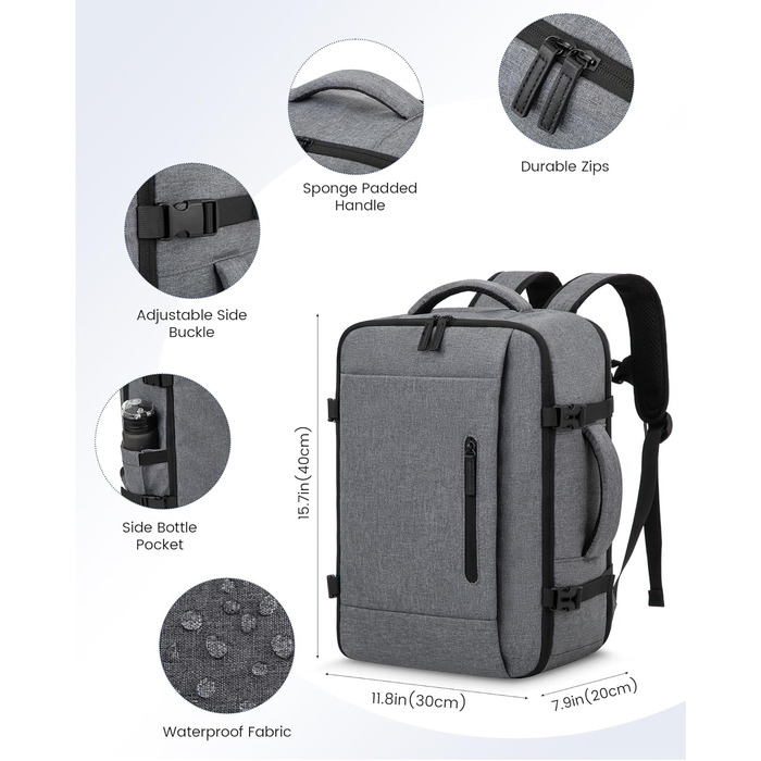 Рюкзак LOVEVOOK для ручної поклажі 45x36x20, 30L, для ноутбука 15.6