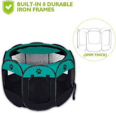 Клітка-манеж для собак та котів XhuangTech, м'яка тканина, портативна, складана, для дому та вулиці, переноска для тварин, блакитний та чорний кольори