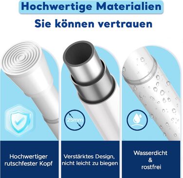 Штанга для карнизів без свердління, біла, 71-155 см, Ø 25 мм, телескопічна, для штор, душової завіси та гардеробу