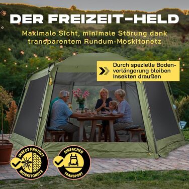 Lumaland Outdoor 2.5 x 2.5m | Waterproof & UV Protection | Garden Tent incl. 1 Side Wall & Bag & Stakes | Robust Camping & Party Tent | Pop Up Tent Setup in 2 Minutes [] (Gazebo XXL, Green)