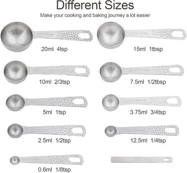 Smithcraft Measuring Cup and Spoon Set, 18-Piece, 18/8 Stainless Steel, Measuring Cups and Spoons, Set for Dry and Liquid, Metric and US Measurements, 8 Measuring Cups and 9 Spoons and Leveler for Baking