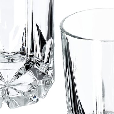 KADAX Drinking Glasses Set of 6, made of high-quality glass, water glasses, thick-walled juice glasses, ribbed glasses for water, drinks, juice, party, cocktail glasses, beverage glasses (tall, 245ml)