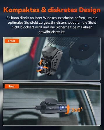 Відеореєстратор VANTRUE S1 Pro 2.5K + 1080P, GPS, WiFi, STARVIS, Паркування, Нічний режим, G-сенсор