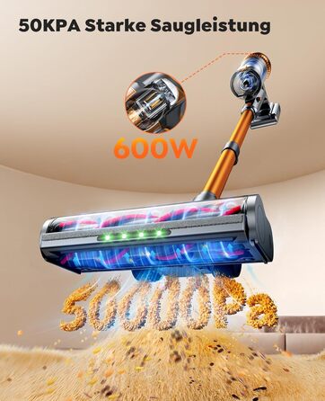 SMOTURE VAC04 Бездротовий акумуляторний пилосос, 50000 Па потужність всмоктування, 65 хвилин роботи, самостійна підставка, гнучкий шланг, щітка Anti-Tangle, док-станція для зарядки, для шерсті тварин, килимів та твердих поверхонь