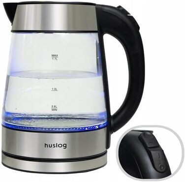 Електричний чайник-термос з подвійними стінками 1.7л, 2200W, швидке кип'ятіння, тихий та безпечний, бездротовий з 360° підставкою, знімною кришкою, точним носиком (скло, 1.7 літра)