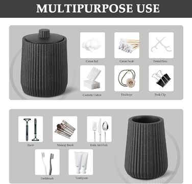 Набір аксесуарів для ванної кімнати KASUNTING, чорний, 5 предметів, штучний камінь