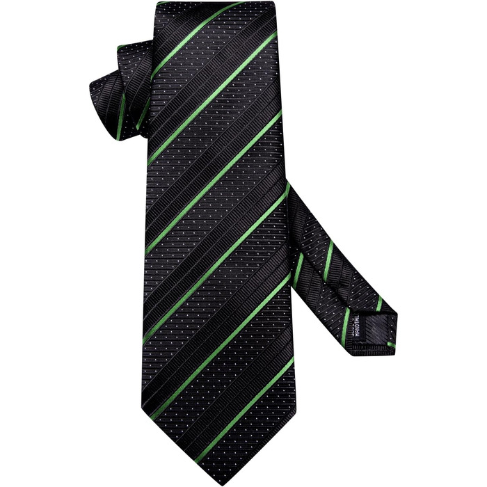 Комплект краватки та нагрудного хустинки Hi-Tie для чоловіків, золотий, з латунними застібками, формальний шовковий, для вечірки, весілля (смугастий чорний/зелений)